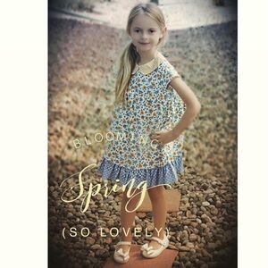 Floral Dress with Blue and Yellow Pattern